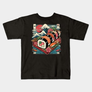 Sushi Wave Men Women Vintage Edo Japanese Kids T-Shirt